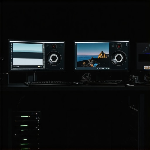 A professional video editing setup featuring high-end accessories