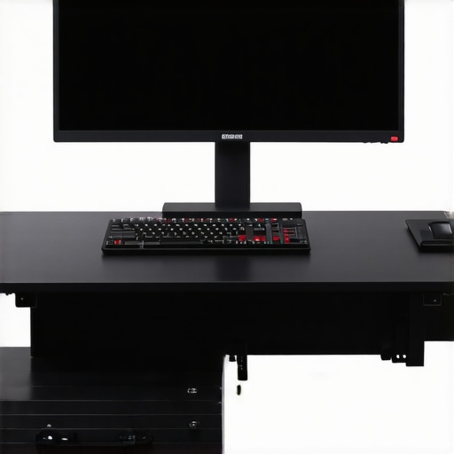 Advanced Ergonomic Editing Setup Modern ergonomic editing workstation with adjustable monitor and haptic controls