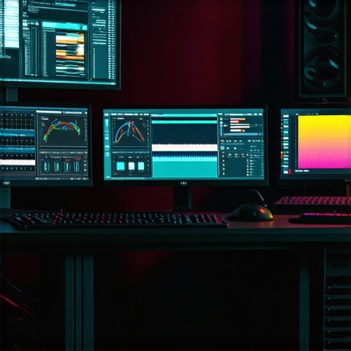 Future of Editing Hardware in 2024 Advanced editing workspace with professional gear and multiple screens
