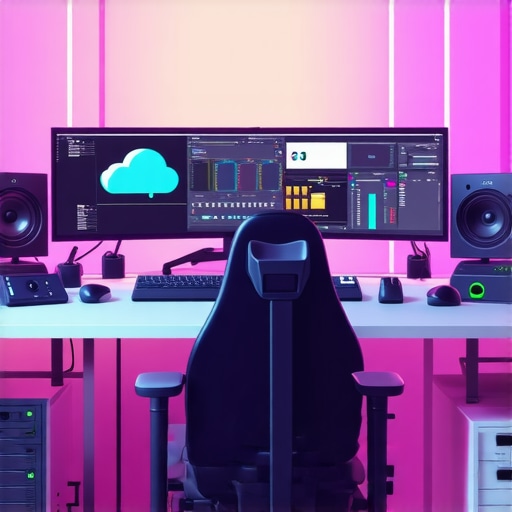 Futuristic AI-Driven Editing Workspace Modern digital editing workspace with AI and cloud collaboration elements.