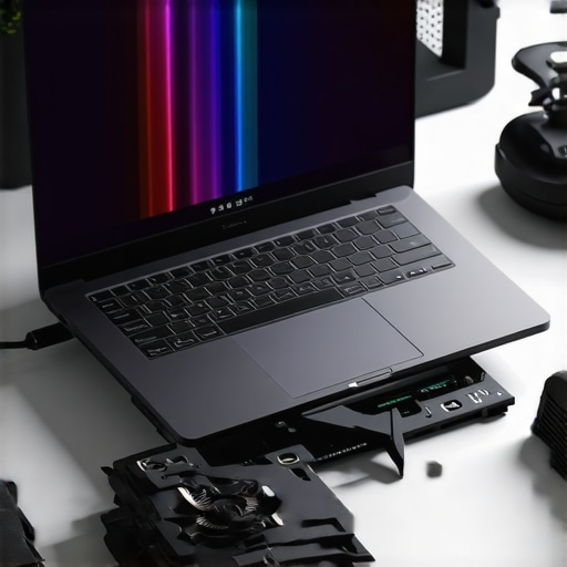 Hybrid Hardware Setup for Creative Editing Modern workspace with hybrid laptop, external GPU, and connected peripherals for editing