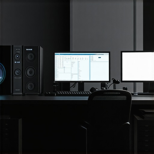 High-tech editing workstation with AI integration for professional content creators
