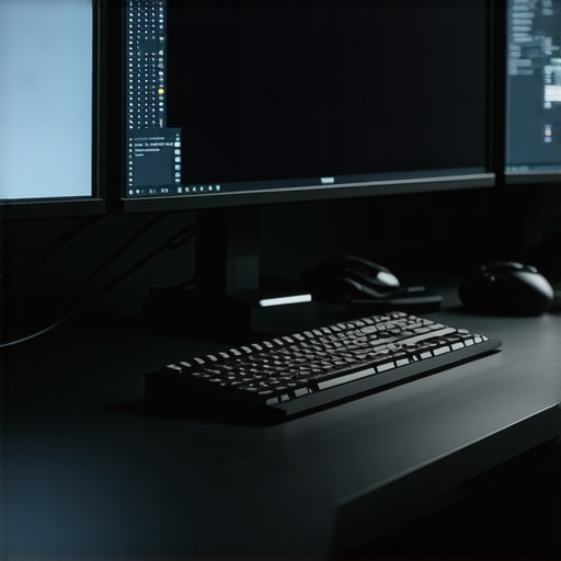 Professional editing workstation with multiple screens, stylus, and hardware gadgets