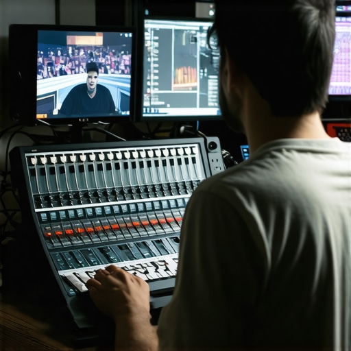 Advanced Editing Workflow with Synchronization Tools Professional video editor working with multi-camera footage and synchronization technology