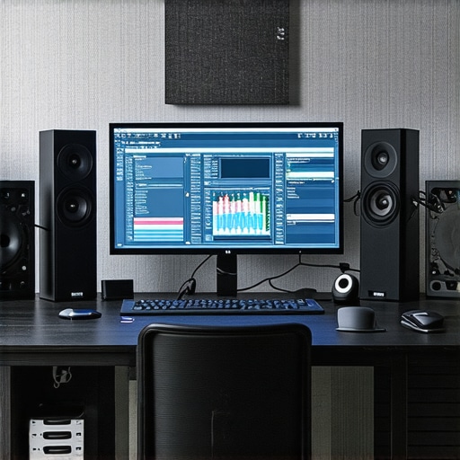 A modern professional editing setup with high-end gear for visual and audio editing.