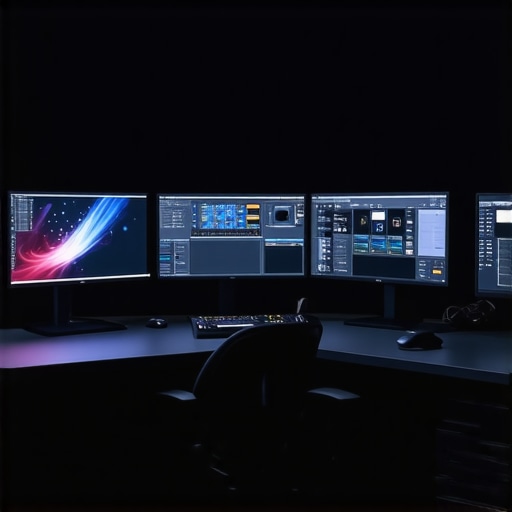 Professional video editing workstation with advanced hardware in a studio environment