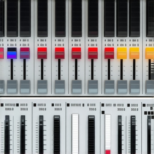 Close-up of a professional color grading control panel with sliders and buttons