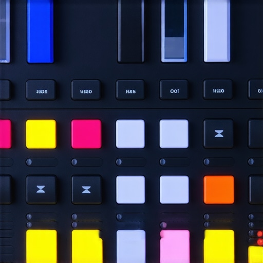 Close-up of a modern, customizable control surface used by professional editors