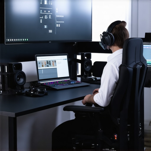 Futuristic editing setup with modular hardware and AI-driven accessories