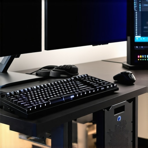 Advanced Editing Workspace A professional editing station featuring dual monitors, control panels, and high-speed hardware.