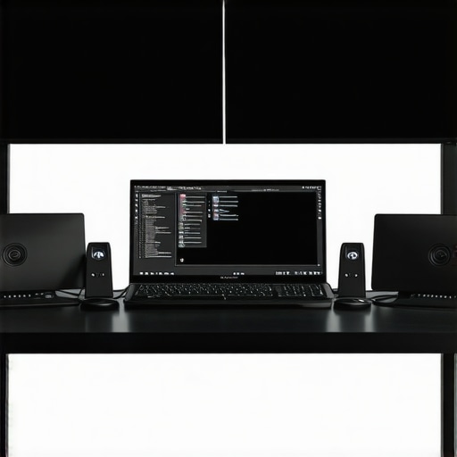 Professional editing setup with calibrated monitors and ergonomic input devices