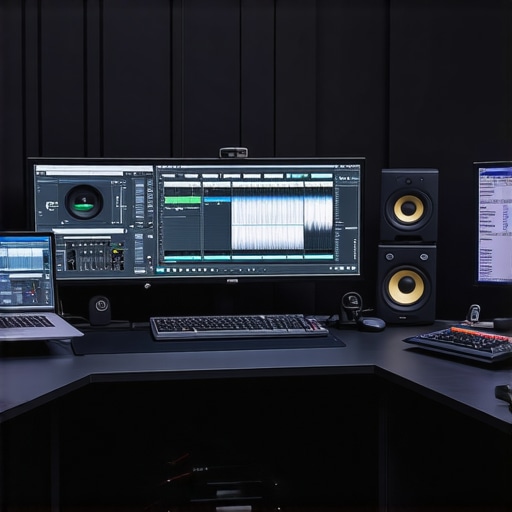 A professional editing studio showcasing high-end monitors, audio devices, ergonomic furniture, and specialized control hardware.