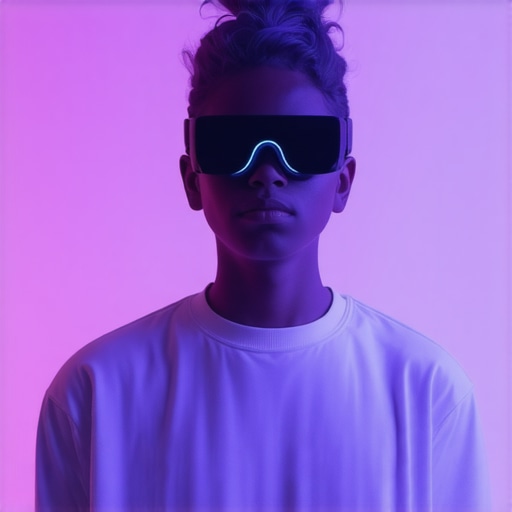 A digital artist using augmented reality and AI editing tools in a high-tech studio