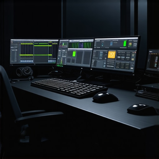 Futuristic Editing Studio Setup for 2026 A state-of-the-art digital editing workspace featuring next-gen hardware and AI integration