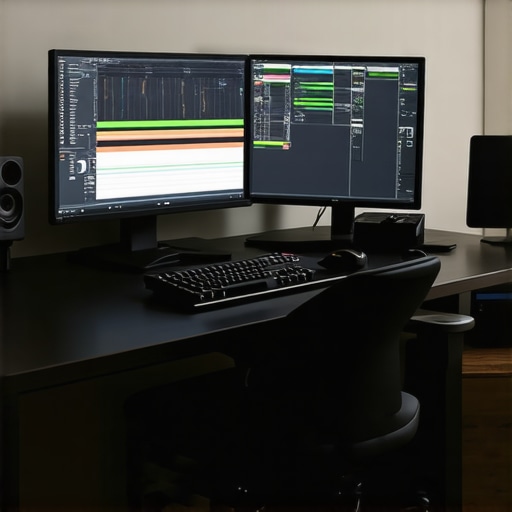 A photo of a professional editing station featuring a color-calibrated monitor, ergonomic keyboard, and control surface.
