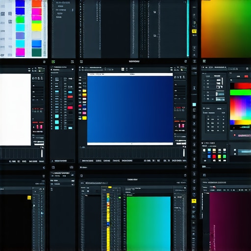 Professional editor using calibrated monitors and color tools in a studio setting