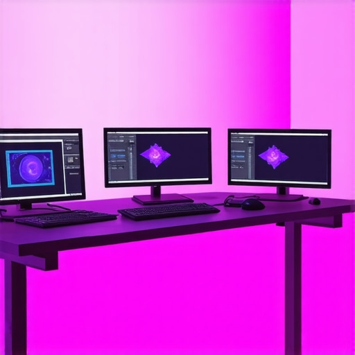 A worker interacting with holographic screens showing multimedia content.