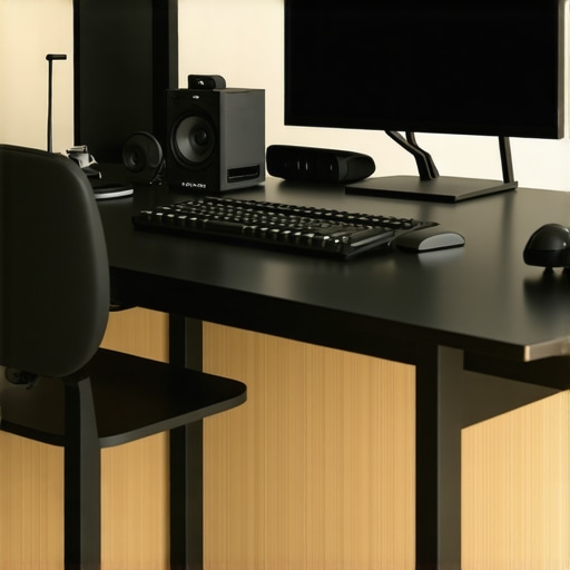 Next-Level Editing Workspace Setup An advanced professional editing station featuring modular controllers, high-end monitors, and organized equipment.