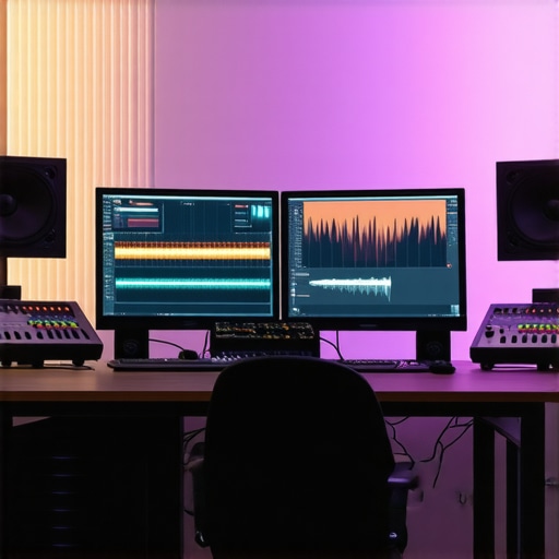 Professional Editing Studio Setup A professional editing workstation with advanced hardware tools for video and audio editing.