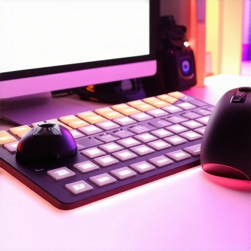 Close-up of a professional editing control surface with haptic feedback and macro buttons in a creative workspace.
