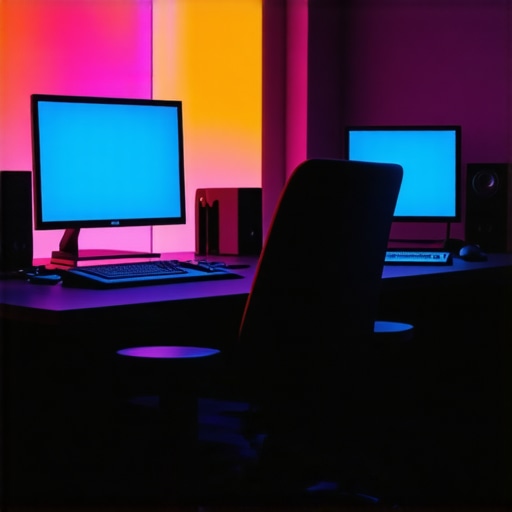 Multisensory Editing Environment of 2026 A high-tech multimedia workspace with tactile, auditory, and visual interfaces for enhanced creative control