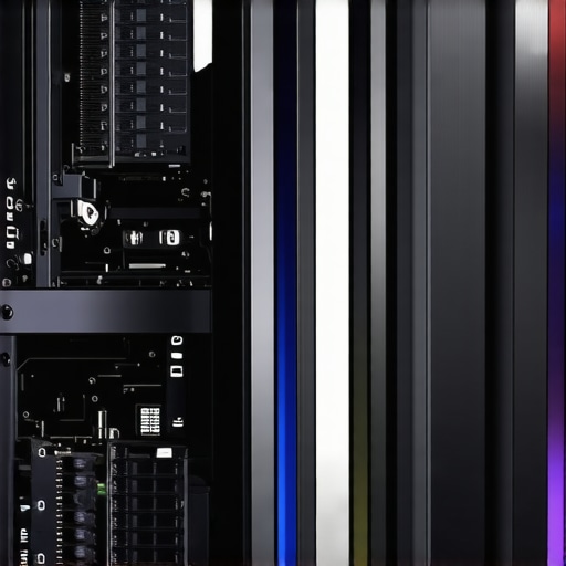 Neural processing hardware setup A sophisticated audio workstation with GPUs and FPGA for neural audio correction.