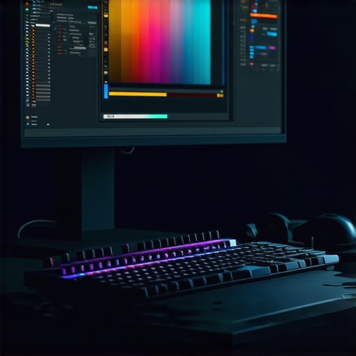 Next-Gen Editing Hardware Setup Professional color grading monitor with advanced control surface in a editing studio.