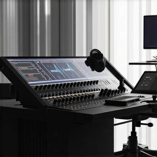 Next-Gen Tactile Editing Console Advanced editing console showcasing customizable haptic feedback and integrated AI systems.