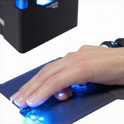 Next-Generation Tactile Editing Hub A professional editor using a multisensory haptic interface in a modern studio environment