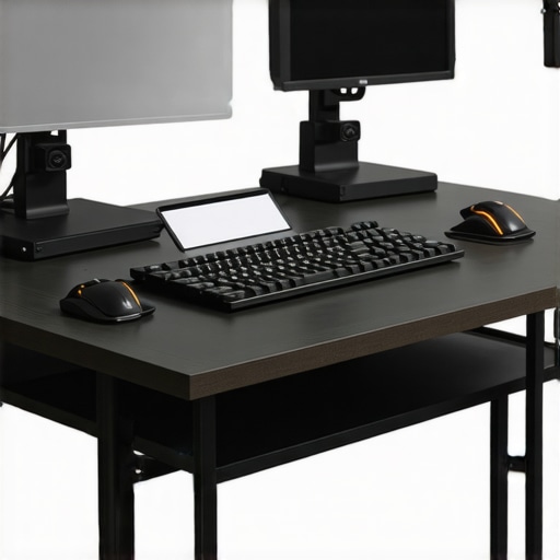 Photo of a workspace with a macro pad and control surface for photo and video editing