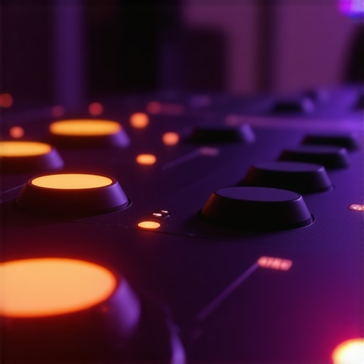 Close-up of advanced tactile and neural control surfaces used by professional video editors.