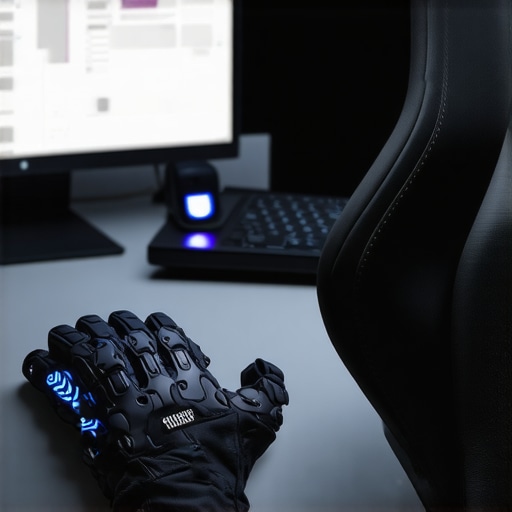 A high-tech editing studio featuring neural AI devices and tactile feedback controllers.