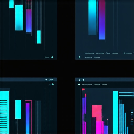 Next-Gen Neural and Haptic Editing Console A modern editing workstation featuring neural and haptic technology with glowing controls and multisensory feedback in a creative studio environment
