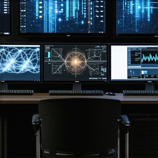 Futuristic video editing setup showcasing AI integration and high-performance hardware.