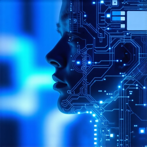 A sleek neural interface headset with holographic visualizations of media editing processes