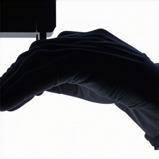 Close-up of a neural interface glove linked to a haptic control panel, illustrating advanced editing technology.