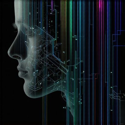 A scientist wearing advanced neural-haptic gloves manipulating multisensory editing data in a high-tech studio