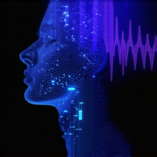 A high-tech audio device illustrating neural network processing with visual sound waves