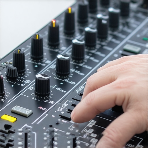 A sophisticated editing control device with neural sensors and tactile feedback components, illustrating next-generation hardware.