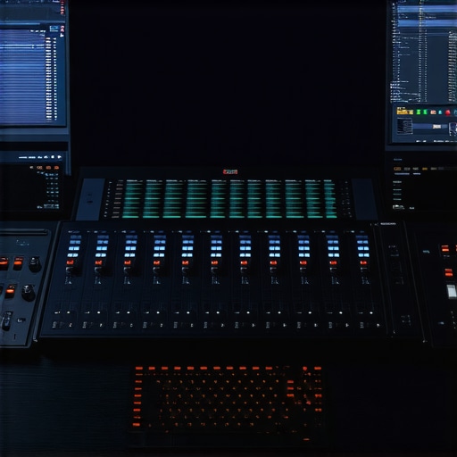 A sleek editing setup with advanced neural AI hardware, illustrating the technological backbone of neural network integration in professional media creation.