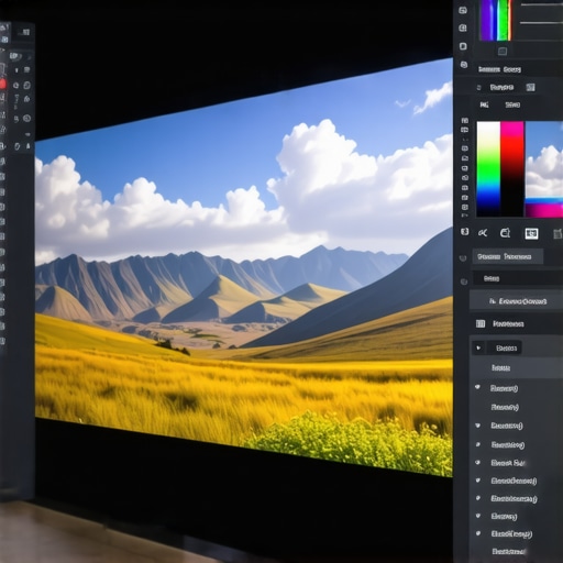 A professional editor uses AI-assisted masking tools to refine landscape images on a computer screen.