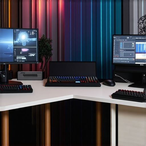 A modern digital editing station with neural feedback controllers and powerful hardware for high-resolution editing.