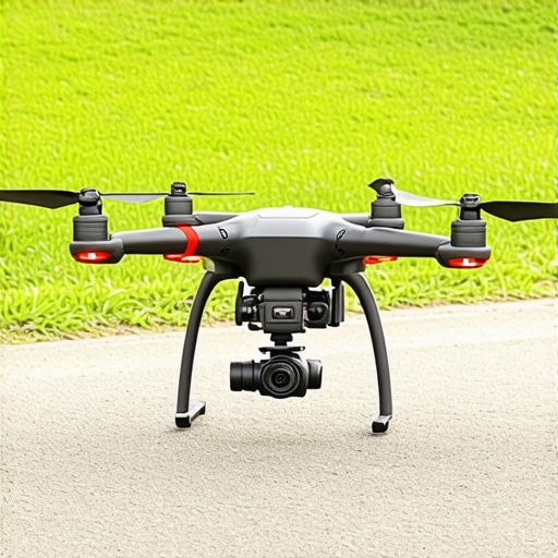 Drone with multi-sensor gimbal stabilizer capturing panoramic scenery.