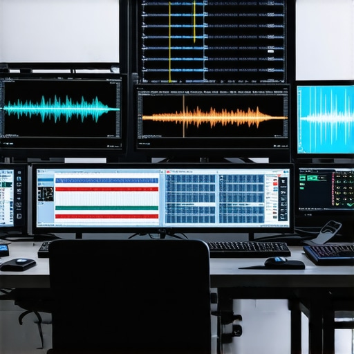 A high-tech editing workspace featuring synchronized media assets and AI tagging software.