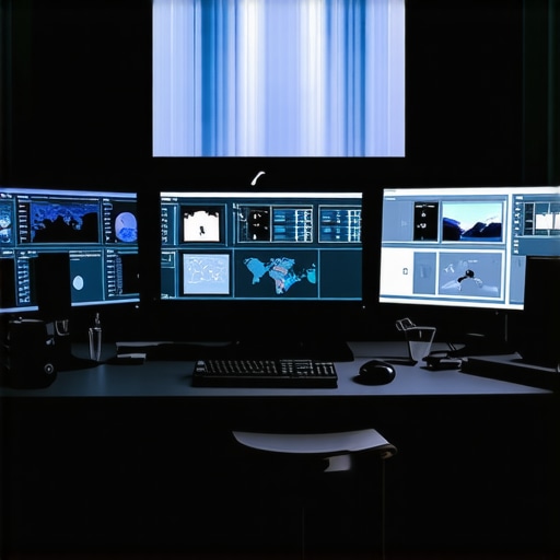 A professional multimedia editing workspace with multiple displays and control devices for precise synchronization and visual enhancement.