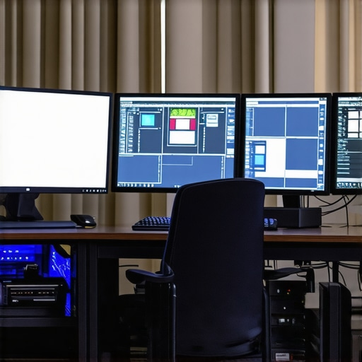 Professional video editing workstation with high-end hardware