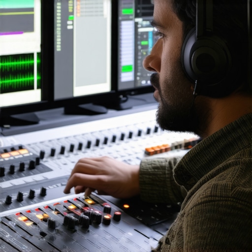 Audio engineer working with neural network-based audio editing software