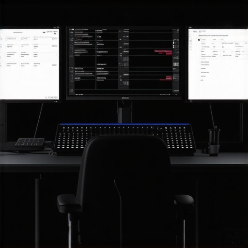 Advanced video editing workstation with high-speed storage, AI interface, and multiple screens