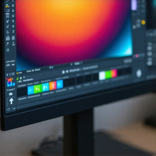 Professional editing monitor displaying vibrant colors with adaptive sync technology