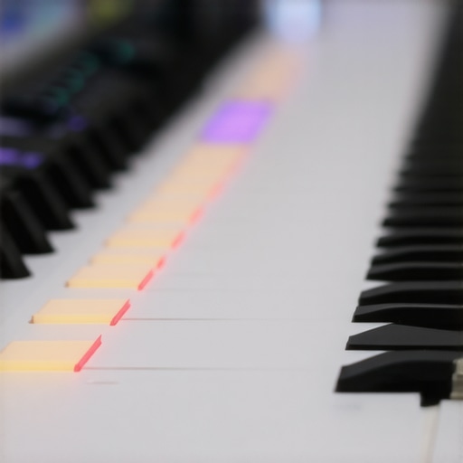 Close-up of an advanced editing control surface showcasing customizable haptic devices with colorful displays.